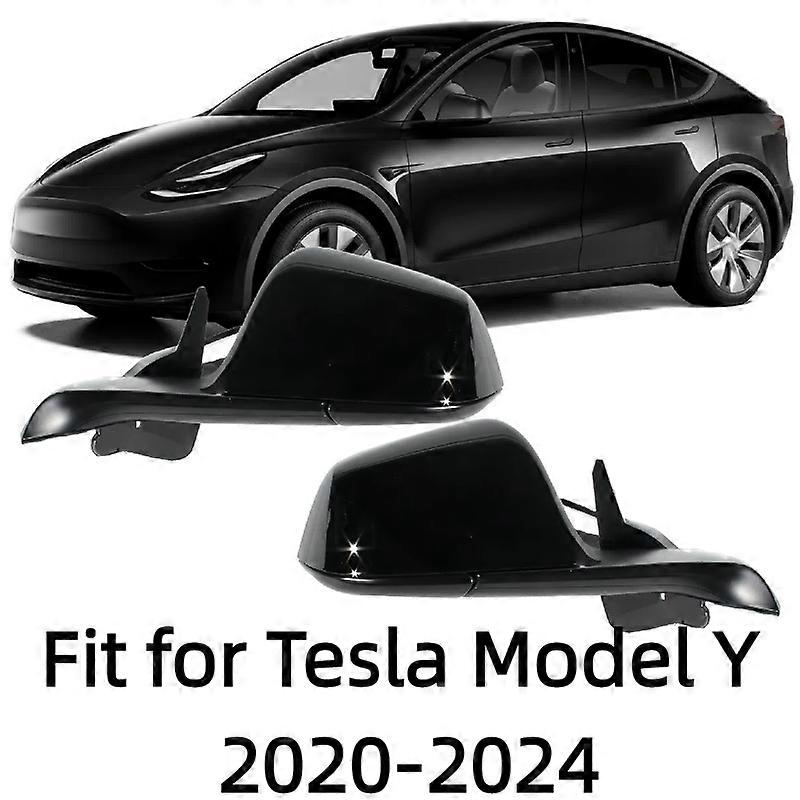 Applicable to 13 Wire Side Door Mirror Assembly For Tesla Model Y 2020-2024 Black With Baffle No Label No Anti Glare Eyepiece Side Wing Mirror