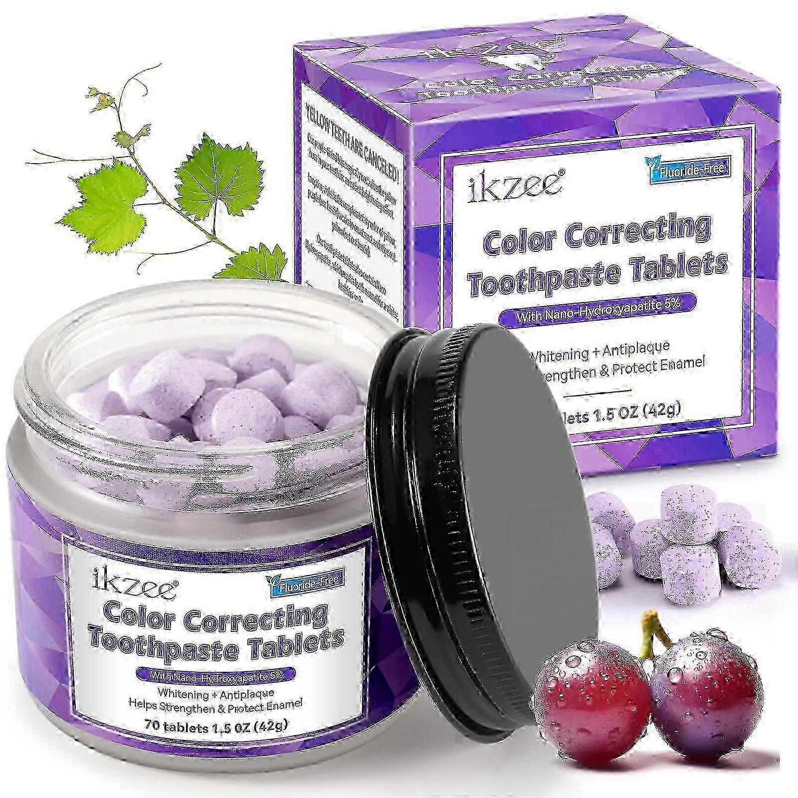 Purple Toothpaste Tablets, Flouride Free, Sensitive Toothpaste Tablets, Nano Hydroxyapatite Toothpaste Tablets, Purple Whitening Toothpaste