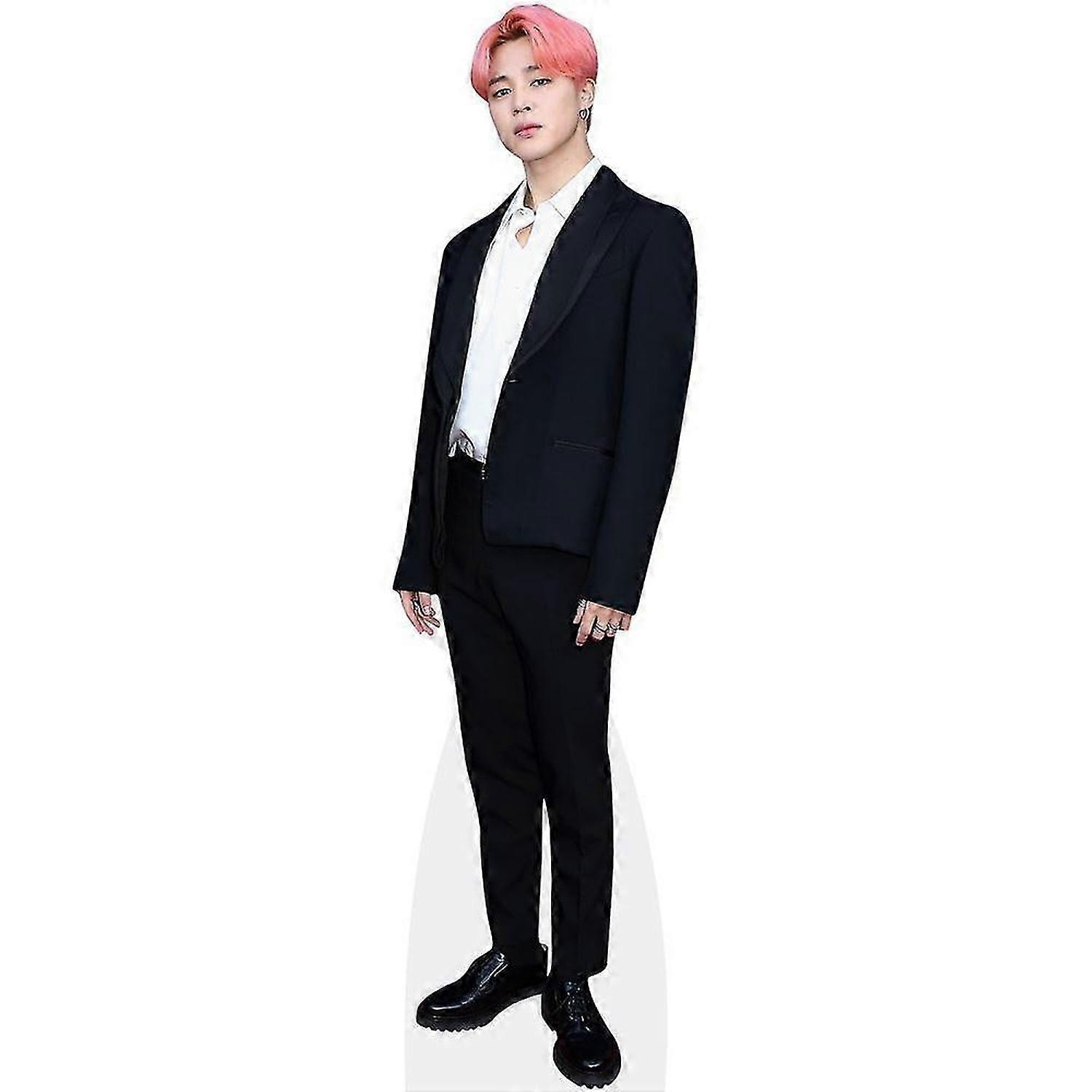 Jimin (wit shirt) kartonnen uitsparing (levensgroot OF miniformaat). Standee. Sta op.