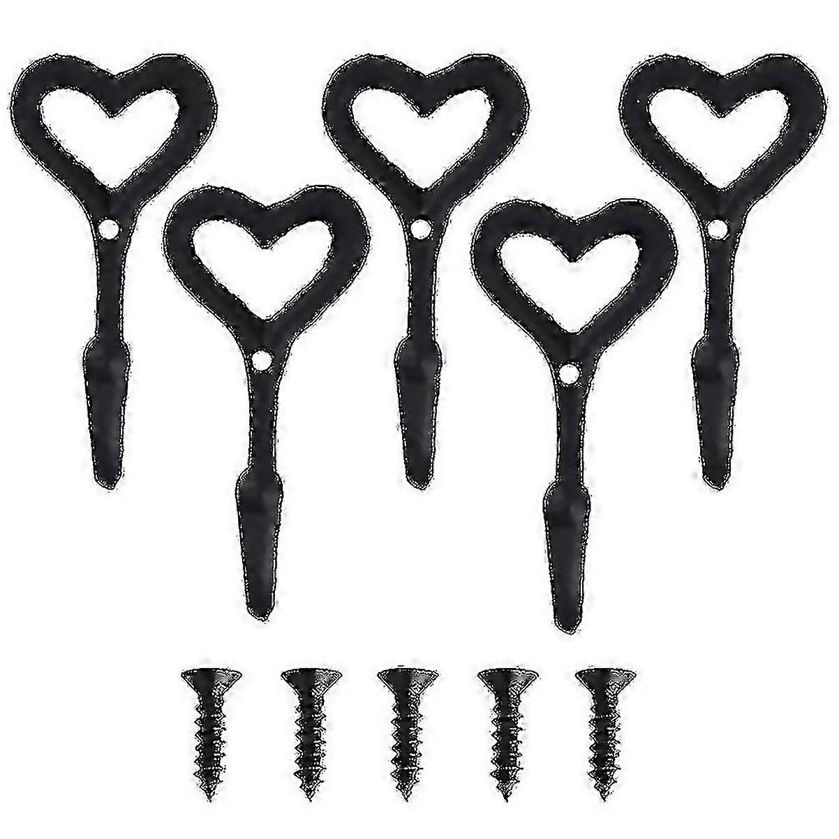 For 5pcs Heart Hooks Decorative Hooks Heart Wall Hooks Cast Iron Coat Hooks
