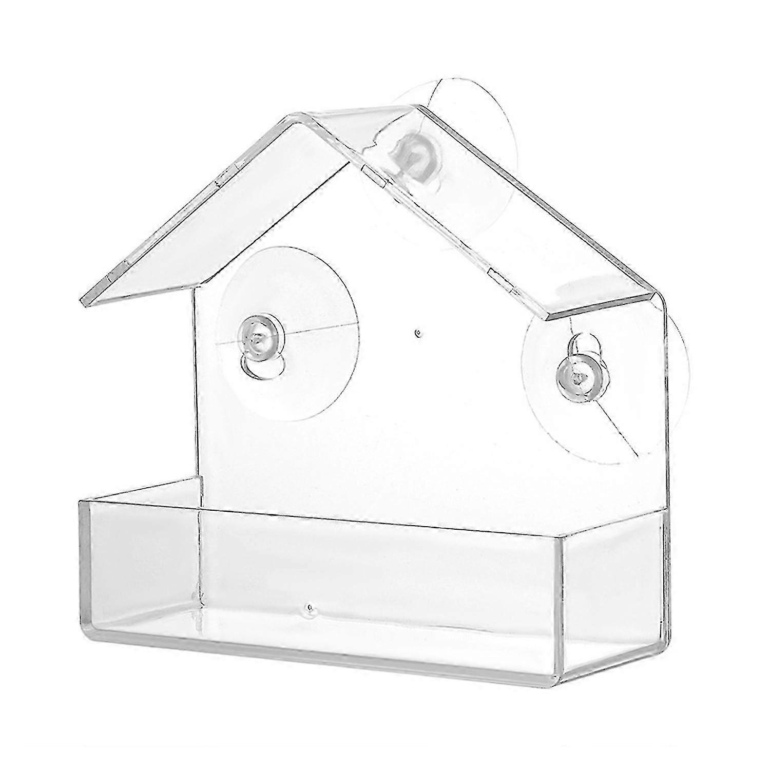 Window Bird Feeder with Strong Suction Cups Clear Plastic Bird Feeders for Wild Bird Watching