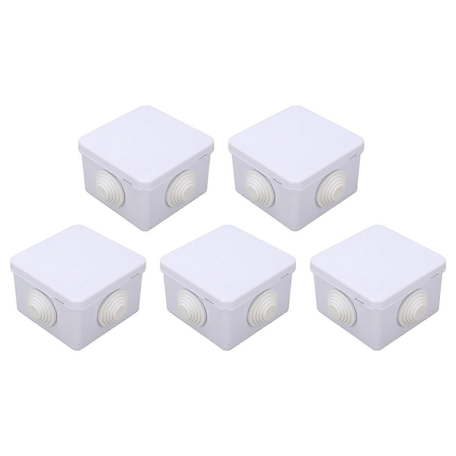 5Pcs Plastic Waterproof Cable Box with Rubber Plug IP55 Waterproof Plug Junction Wire Box