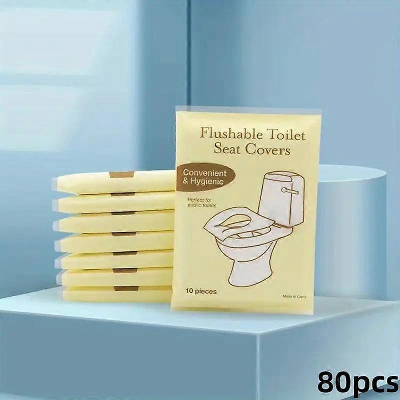 כיסוי אסלה חד פעמי, 80 יחידות כיסויי נייר הניתנים להורדה, אביזרי נסיעות לשירותים ציבוריים, מטוס, קמפינג