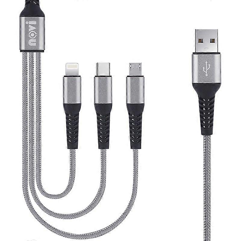 8 Pin + Type-C + Micro USB 3 in 1 Charging Cable