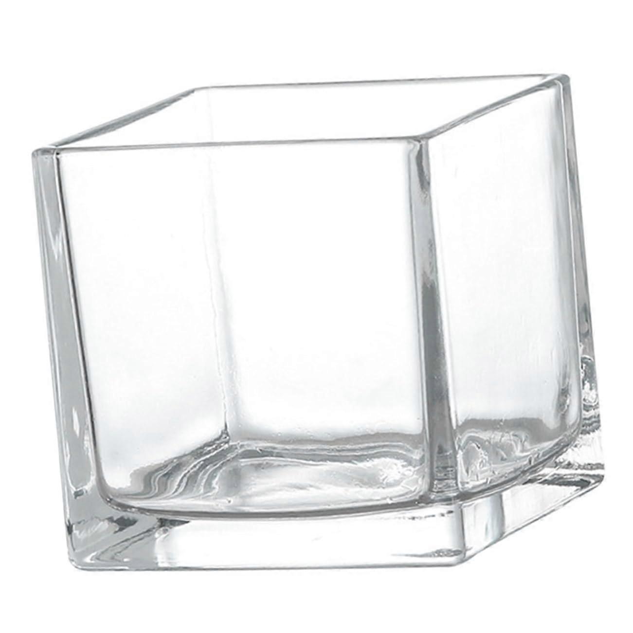 Clear Glass Square Vase Thickened Hydroponic Planter For Desktop Transparent Flower Container Shelf And Table Display