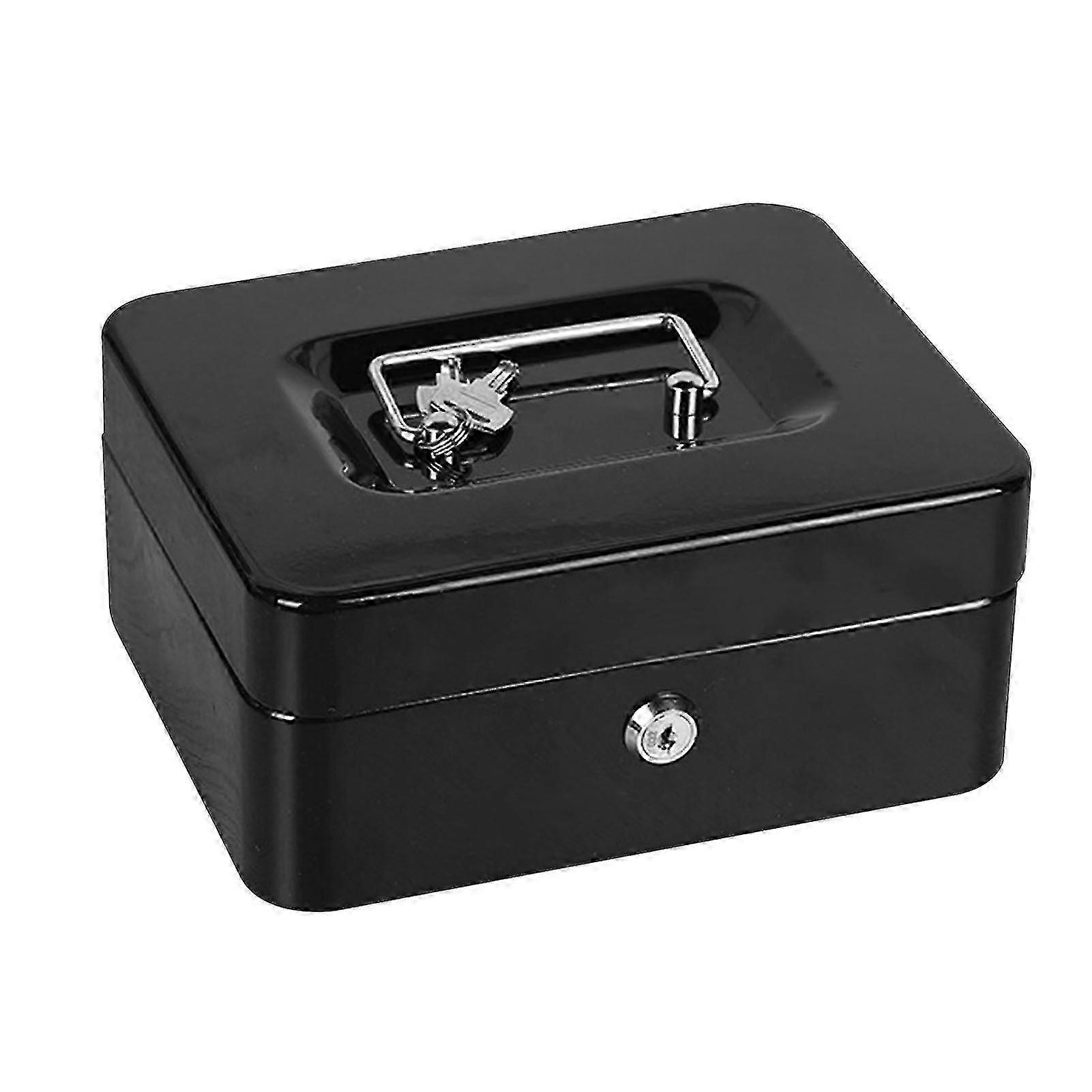 Fireproof Box Large Capacity Portable Document Box Metal Safe Storage Box With 2 Keys For Home Car Travel Black