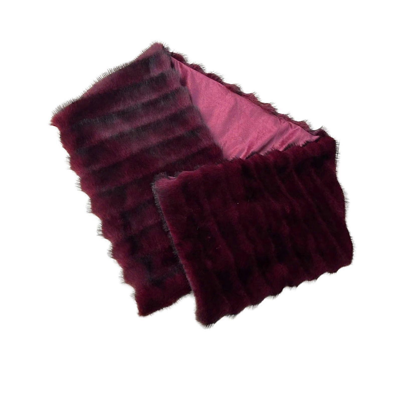 Stylish Winter Faux Furs Shawl Thickened Insulation Layer Cold Weather Essential Portable Wrap For Daily Commute  Burgundy