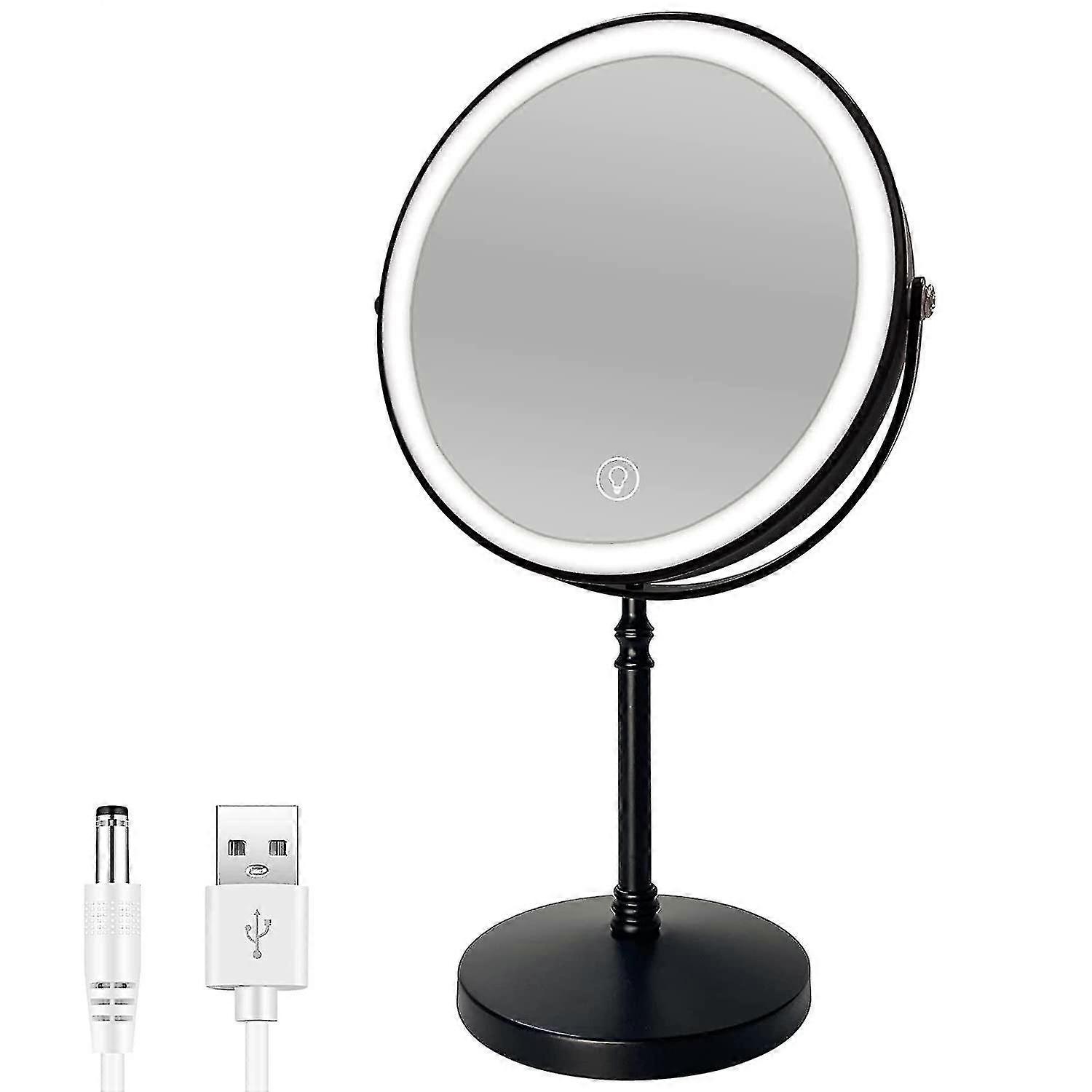 25-26 8 Lighted Makeup Mirror 10x Makeup Mirror With Lights Double Sided Dimmable Magnifying Mirror With Light Rechargeable And Brightness A