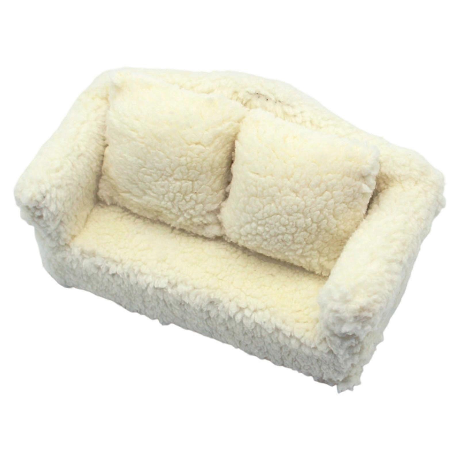 Soft Doll Sized Armchair And Pillow Set For tiny Scenarios Safe Not Toxic Fabric Wooden Base Multicolor