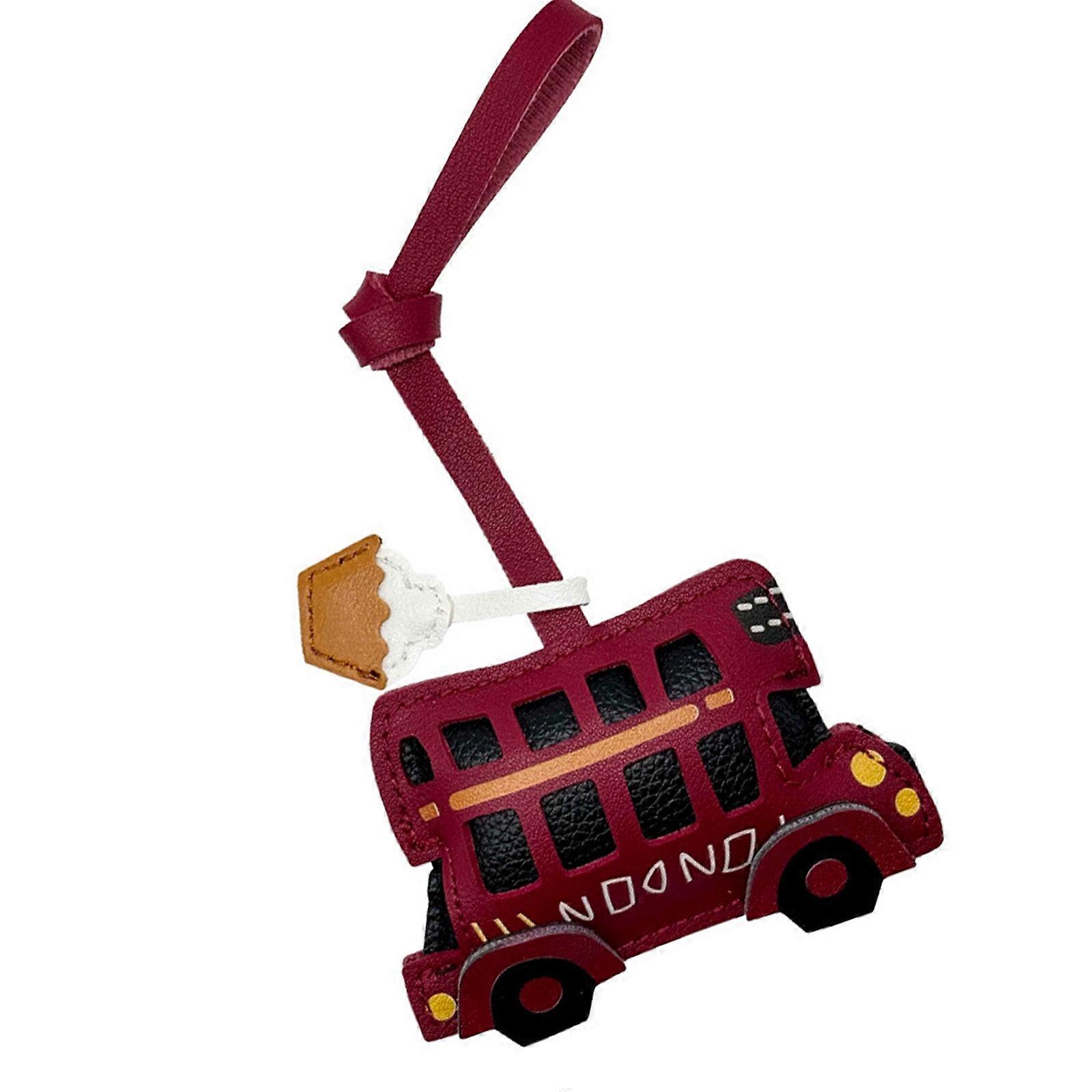 Practical Keychain Charm Mushroom/Bus Shape Leather Texture Bag Accessory Key Hanging Ornament Suitable for Key Backpack Multicolor