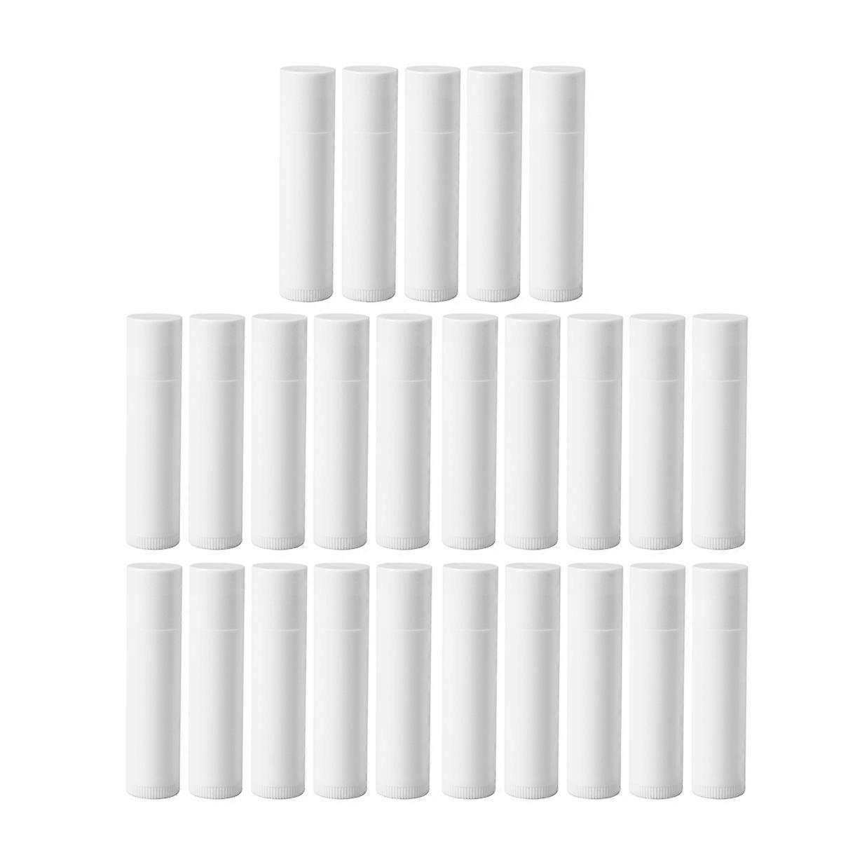 25pcs 5g Empty Plastic Lip Balm Tubes Containers Lip Gloss Storage Container (White)