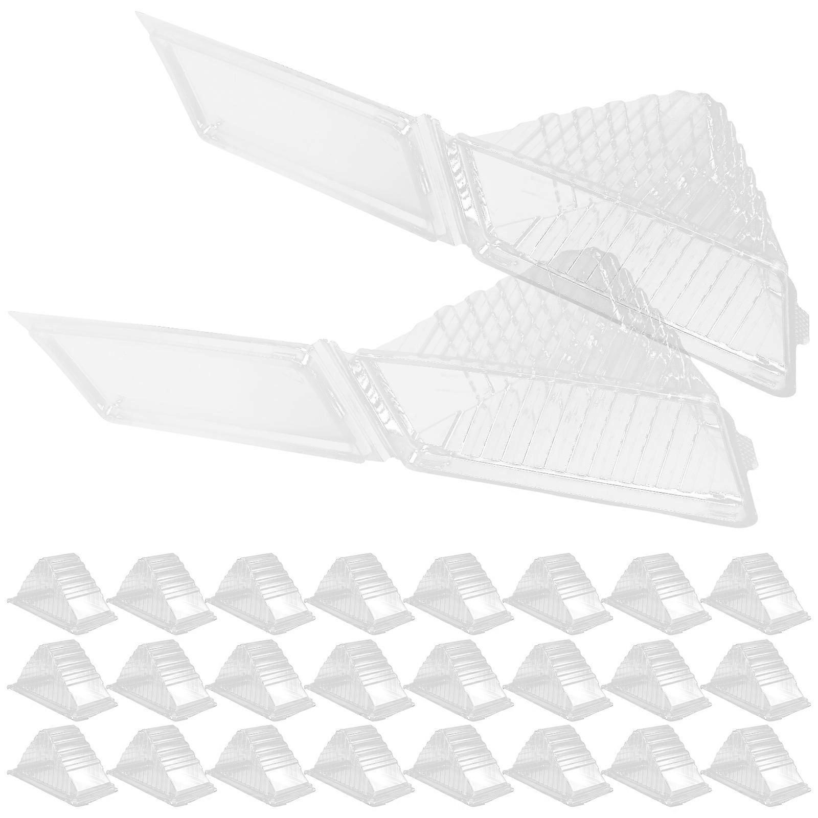 50pcs Reusable Plastic Sandwich Wrapper Transparent Sandwich Storage Box Triangular Pastry Box