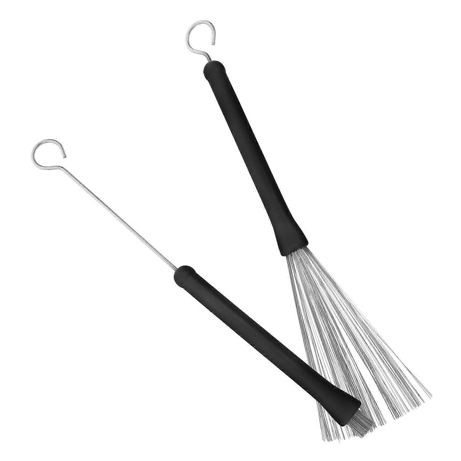 2pcs Retractable Loop End Metal Steel Wire Strands Drum Brushes Sticks