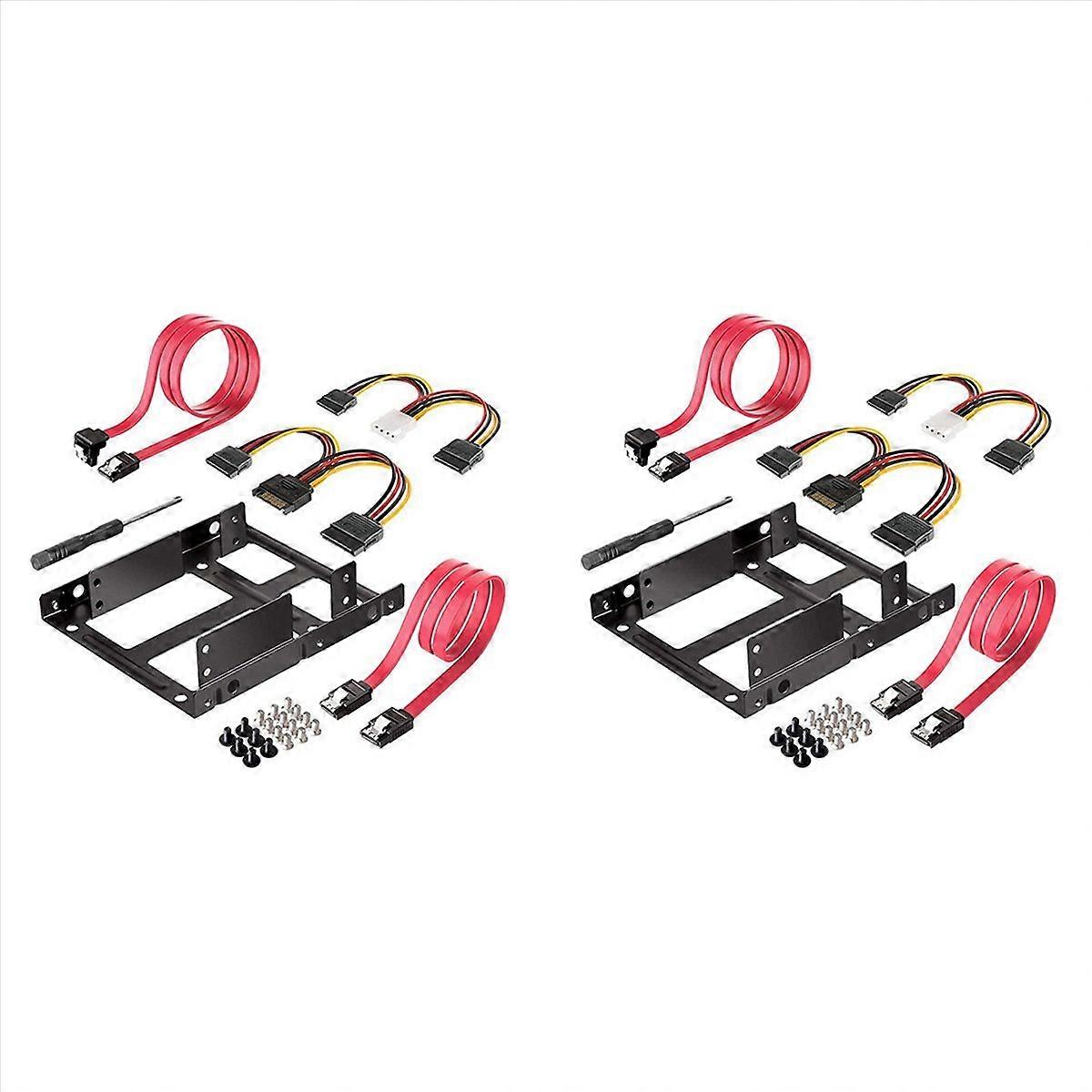 2X Dual SSD HDD Mounting Bracket 3.5 To 2.5 Internal Hard Disk Drive Kit Cables 2.5 Hard Disk Drive 