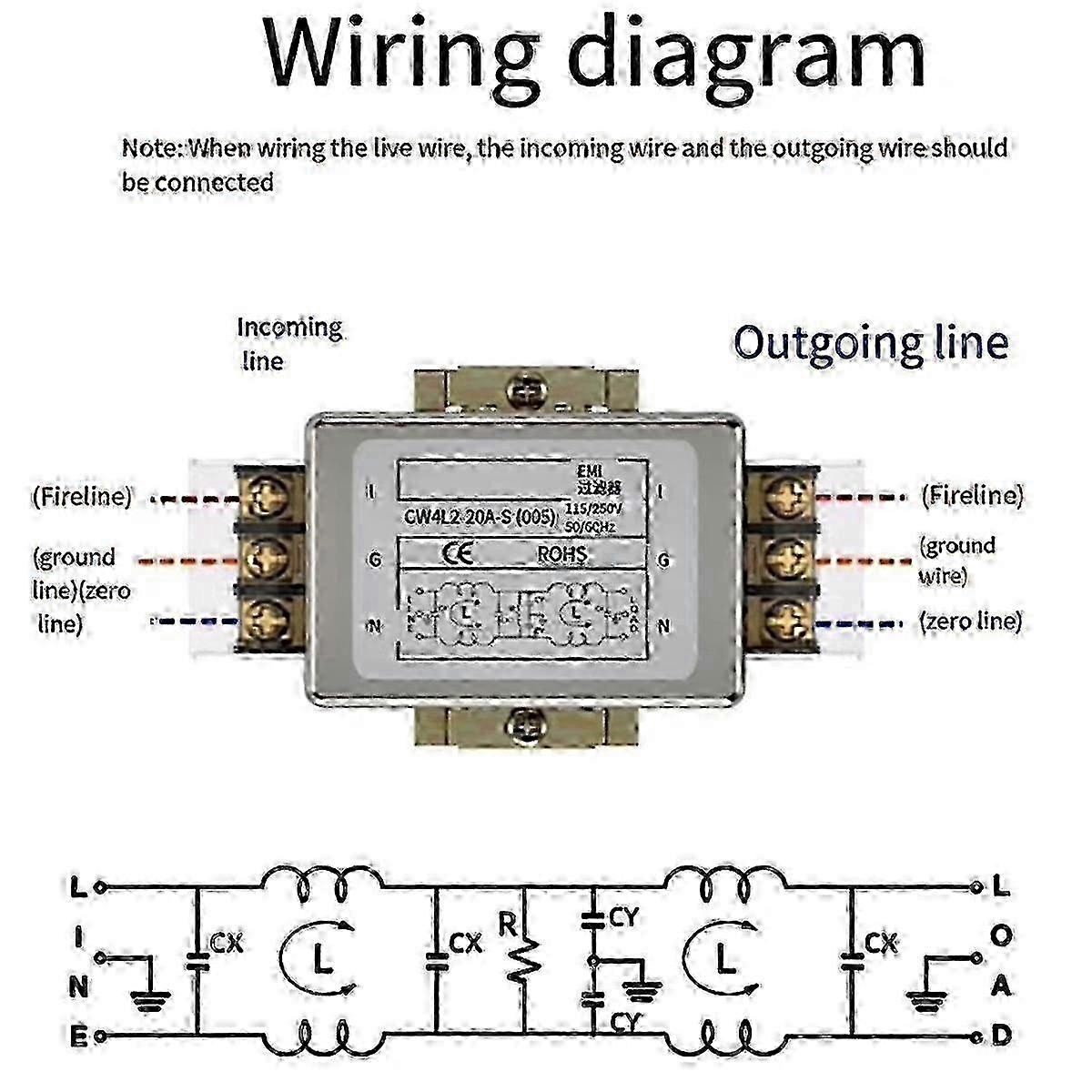 Single Phase 220V AC EMI Power Filter CW4L2-40A-S005 for Electrical Interference Protection Safety 25-26