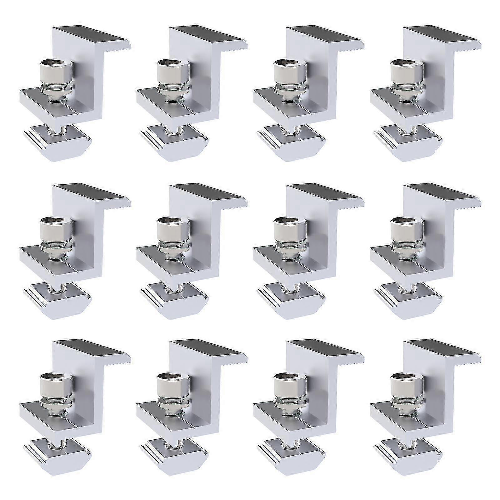 12Pcs Solar Panel Mounting Clamps Adjustable End Brackets-Yvan