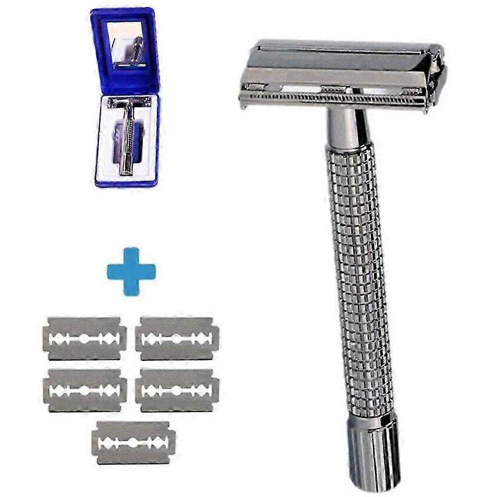 Razor (with five blades) (A)$Manual razor box with storage box Men's rotating old-fashioned razor holder