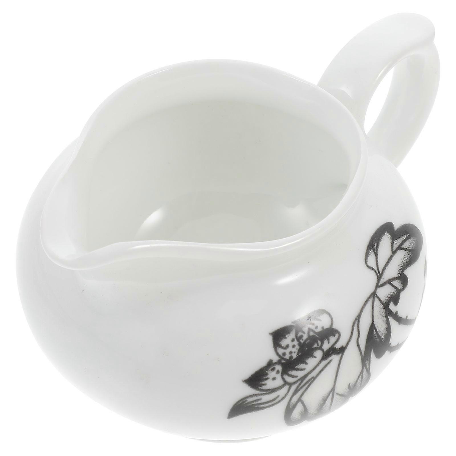 Milk Gravy Boat for Serving Sauce Ceramic Small Jug with Handle and Spout