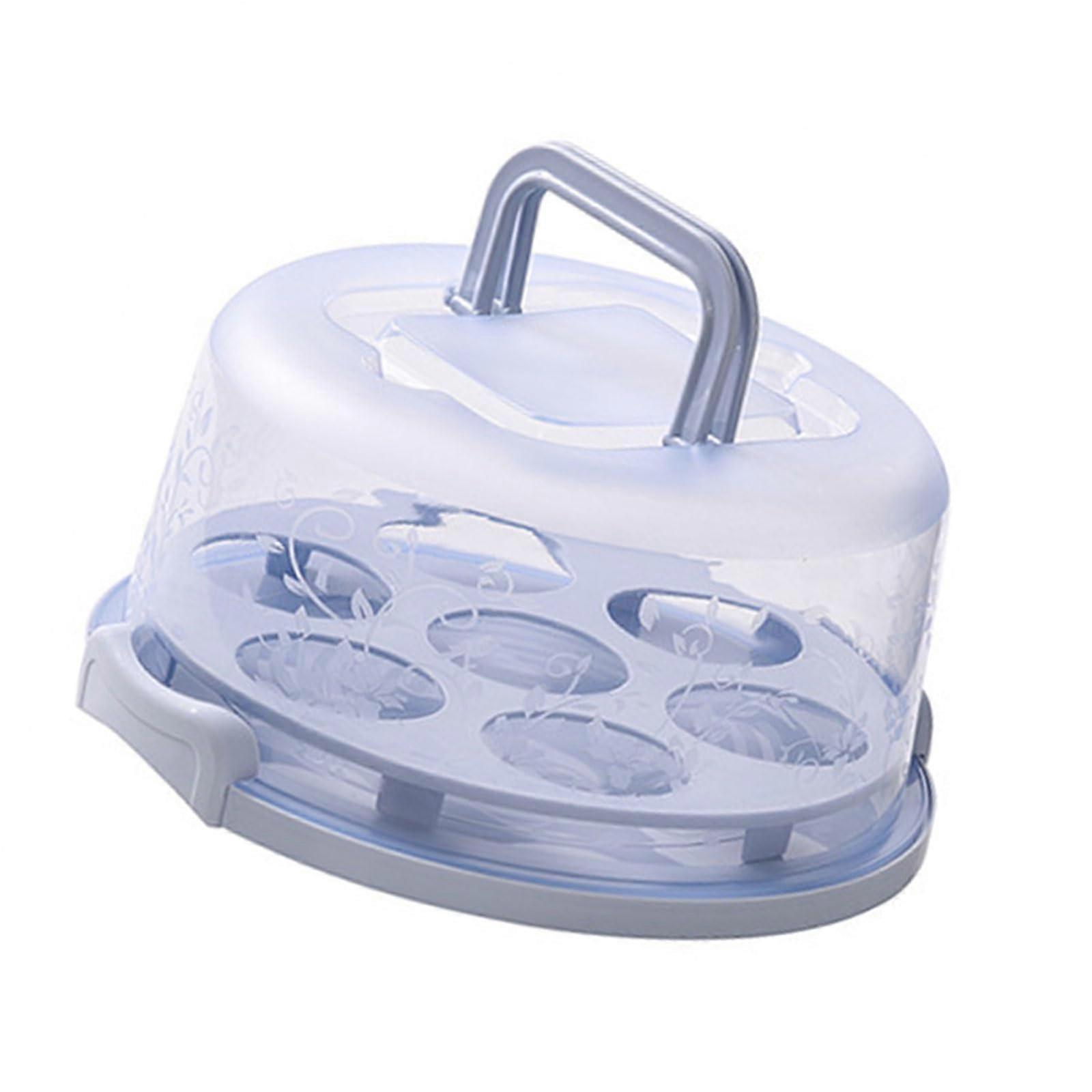Cake Carrier with Lid and Handle, Dustproof Large Cake Storage Box for Travel and Parties, Blue