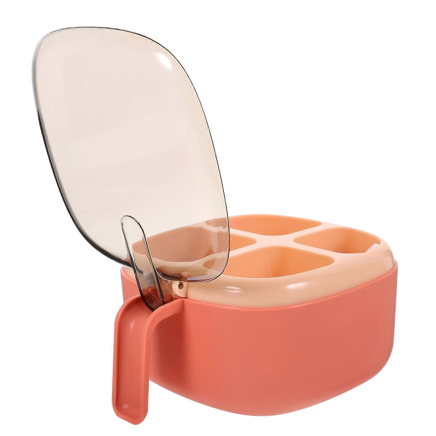 Spice Storage Container 4 Compartment with Lid, Kitchen Condiment Organizer for Salt and Sugar