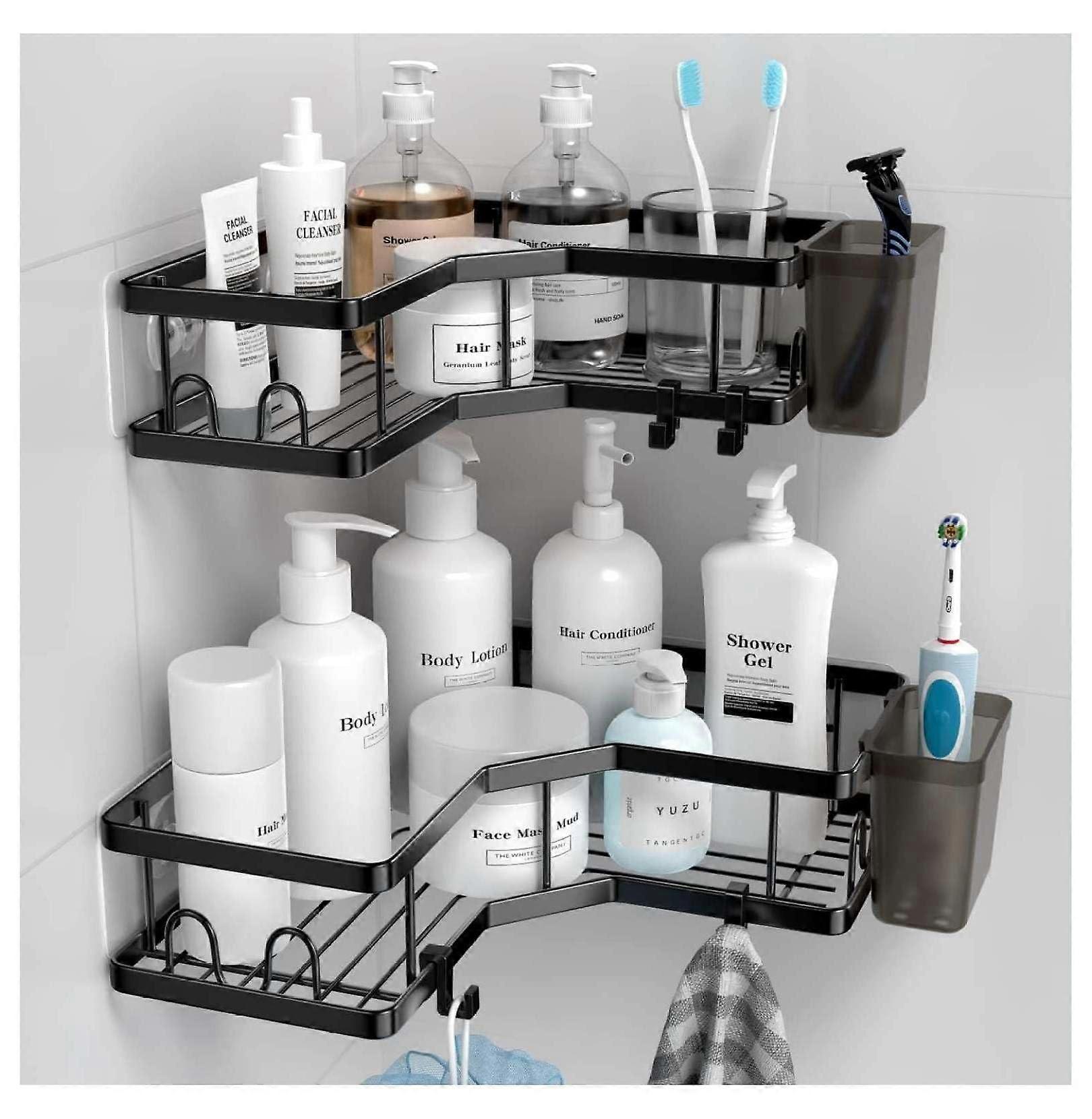 Corner Shower Caddy 3Pack, No Drill Stainless Steel Shower Organizer with Toothpaste Holder