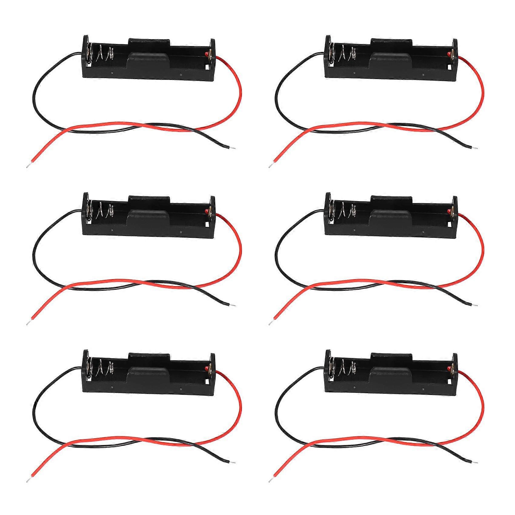 6Pcs Wired Connector 1.5V AAA Battery Holder Plastic Case Storage Box Black