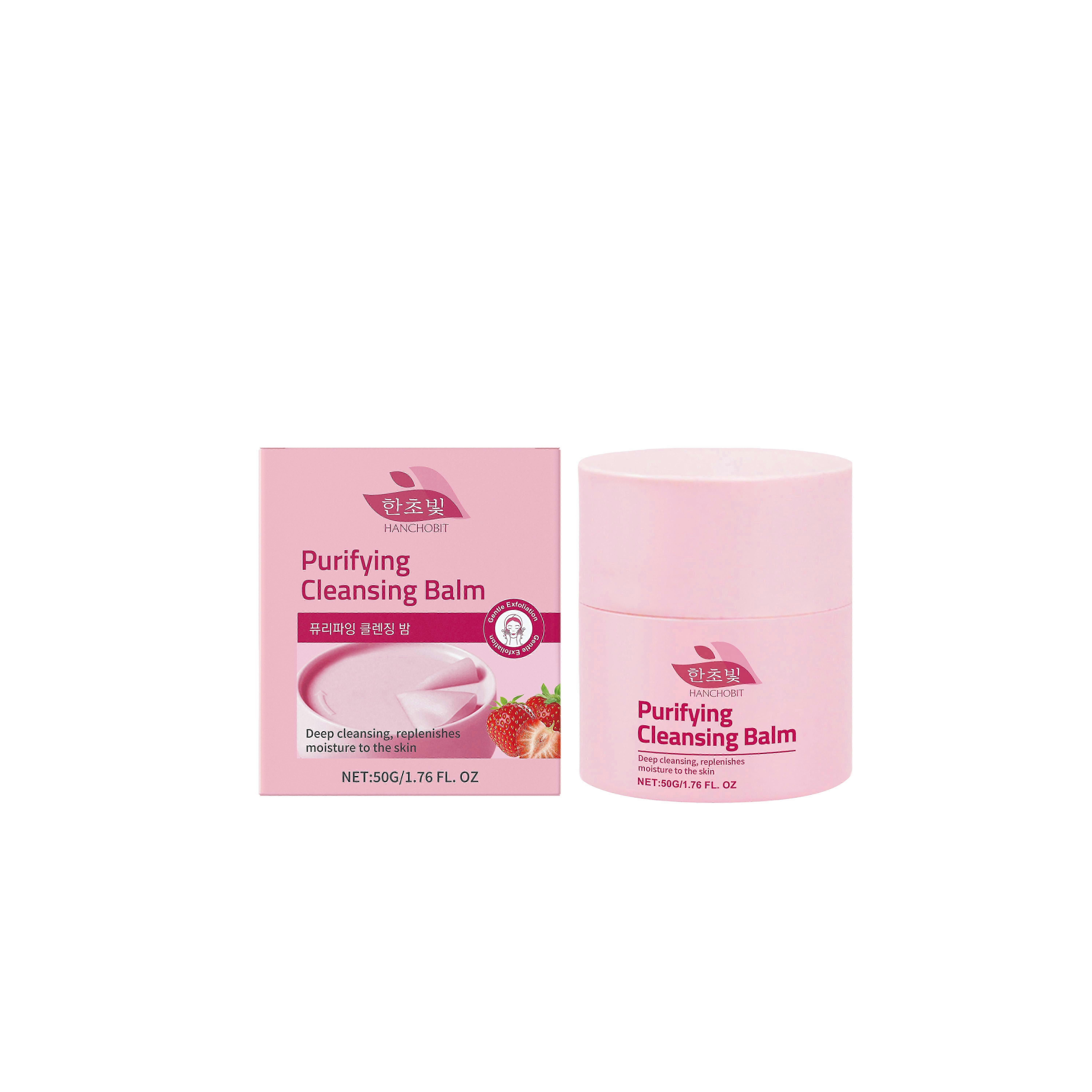 Hanchobit Strawberry Cleansing Makeup Remover Cream, With Its Gentle Ingredients, Deeply Cleanses And Improves Skin Texture, Brightening The Complexio