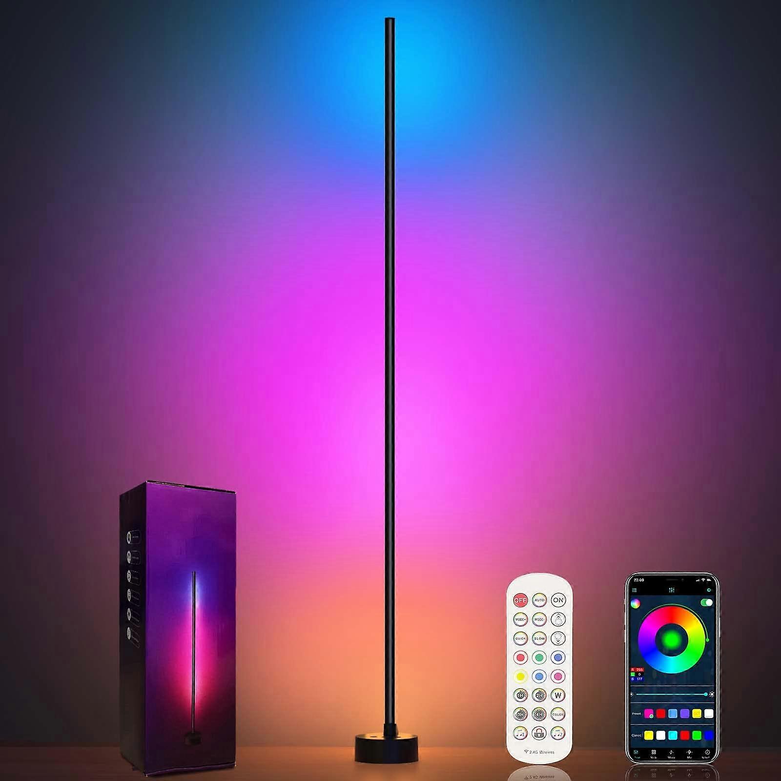 RGB Floor Lamp with Smart App and Remote Control, Music Sync, 16 Million Colors, 68 Modes, 1 Pack