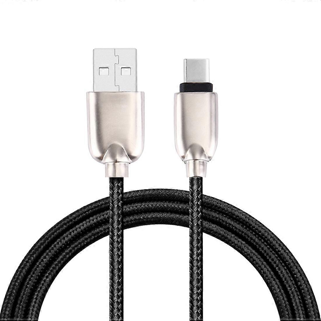 1M Woven Style Metal Head 108 Copper Cores USB-C / Type-C to USB Data Sync Charging Cable