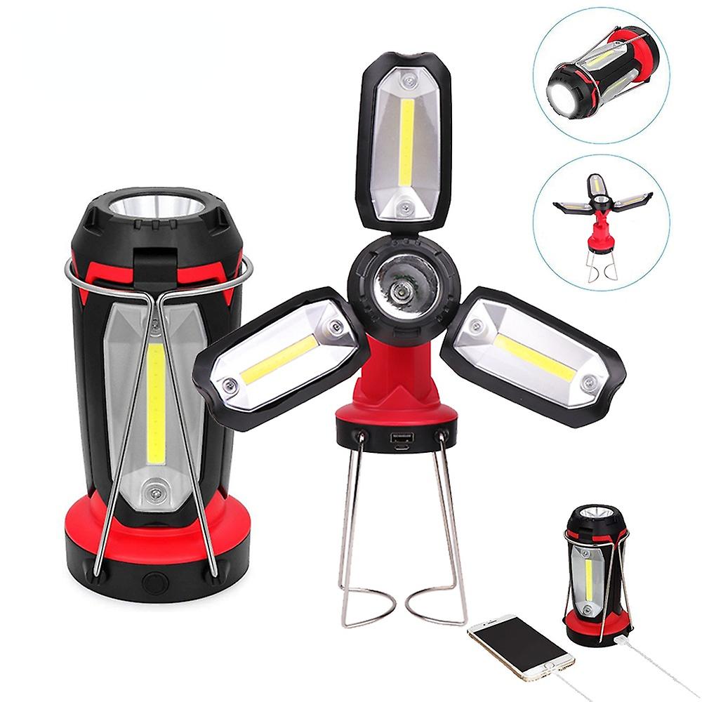 Cob Work Light Rechargeable Led Flashlight Camping Light 6 Lighting Modes Deformable Fancy Lighting With Usb Cable