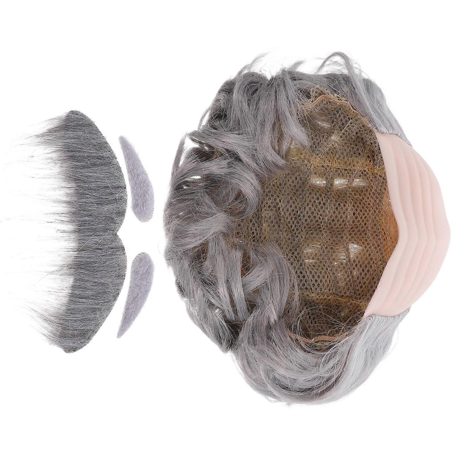 Halloween Bald Cap for Adults with Beard for Party Use 1Set Costume