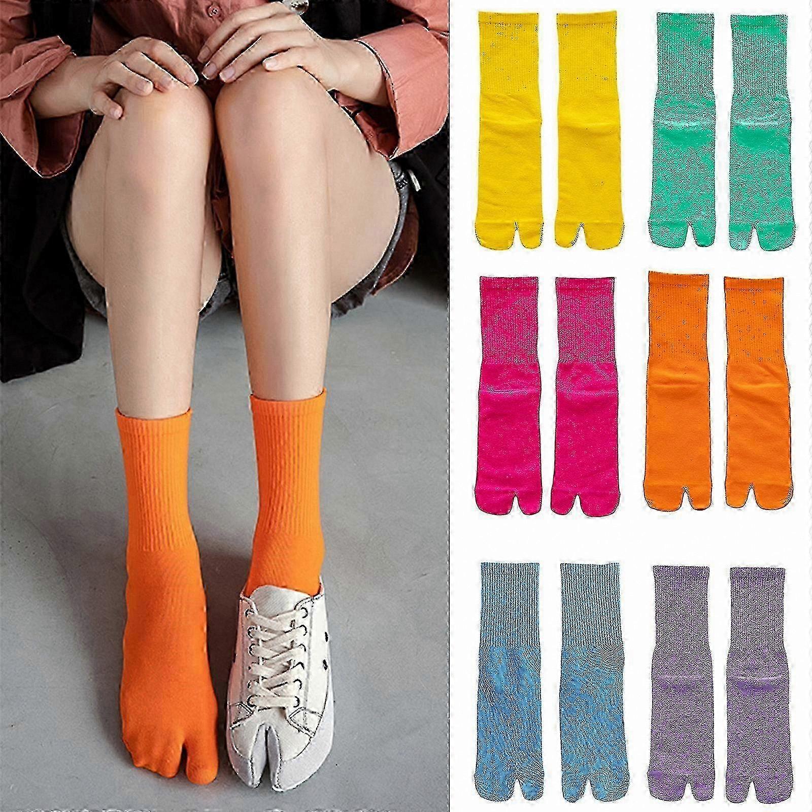 Chaussettes Tabi en coton à orteils séparés - Modèle côtelé mi-mollet pour une tenue décontractée