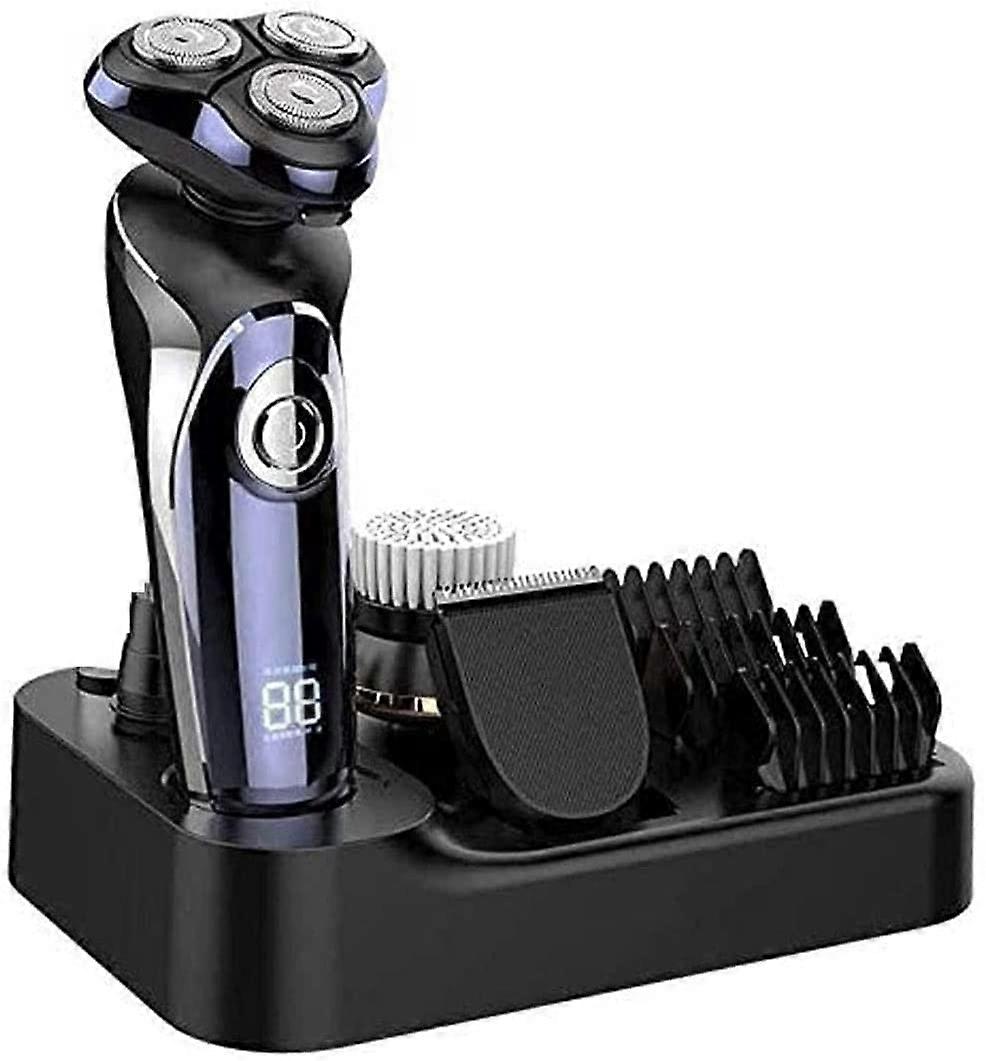 Electric Shaver and Hair Clippers for Men, Waterproof Grooming Kit with LED Display, Purple 4in1