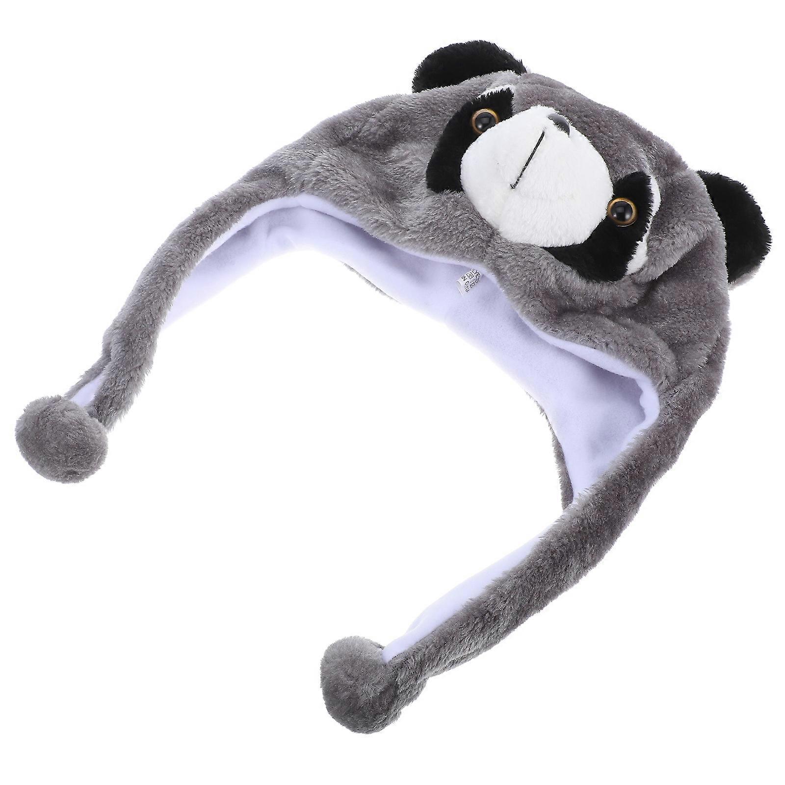 Winter Raccoon Hat Plush Material Ear Protector for Costume