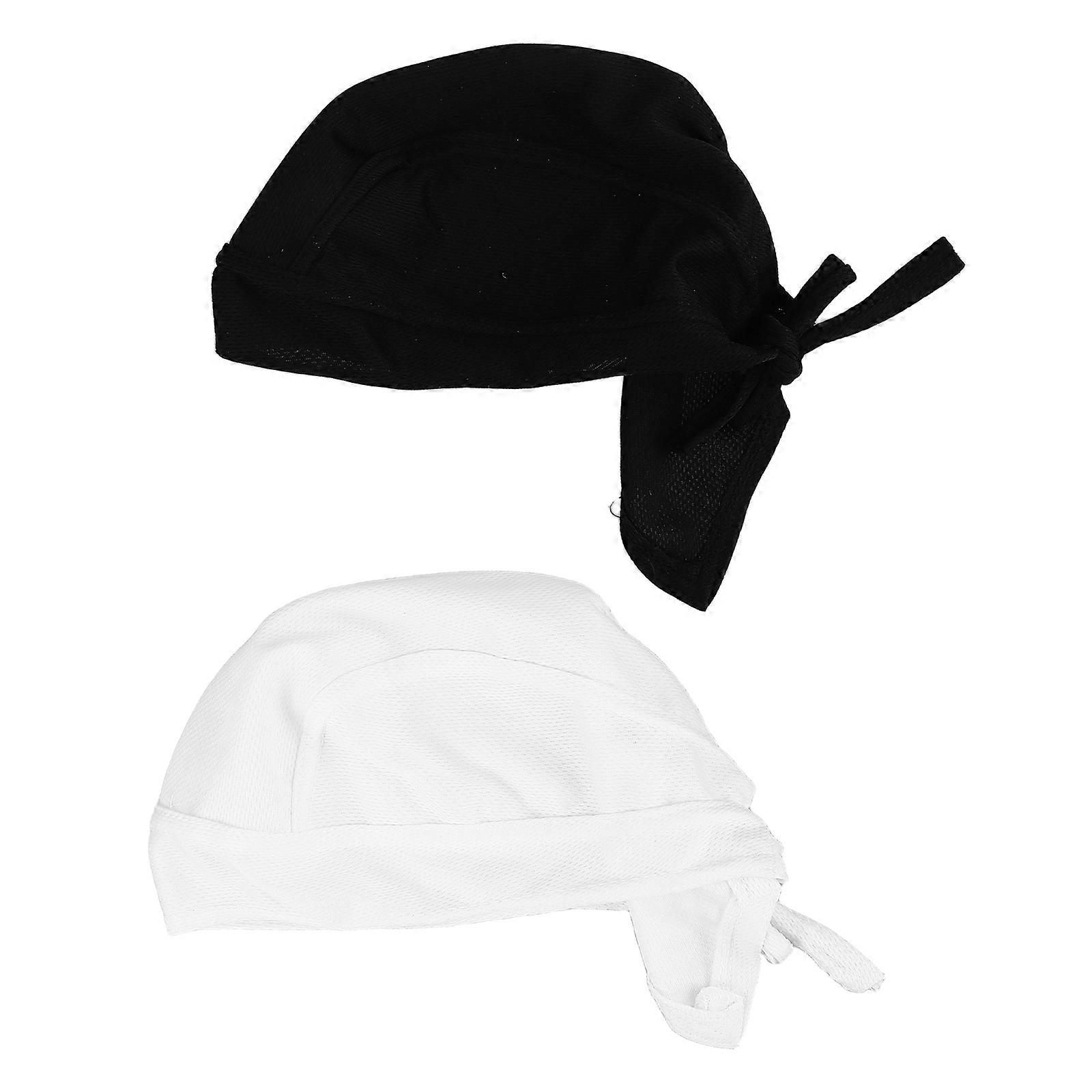 Mesh Pirate Hat Breathable Long Tail Cap for Men 2Pcs Cycling Headwrap