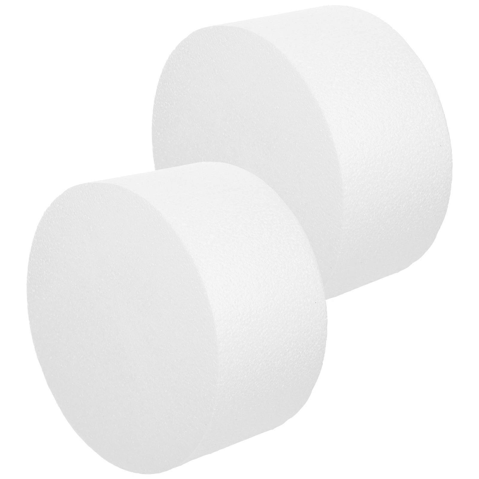 Round Cake Dummy Foam Cake Model for DIY 2Pcs White Foam Crafting
