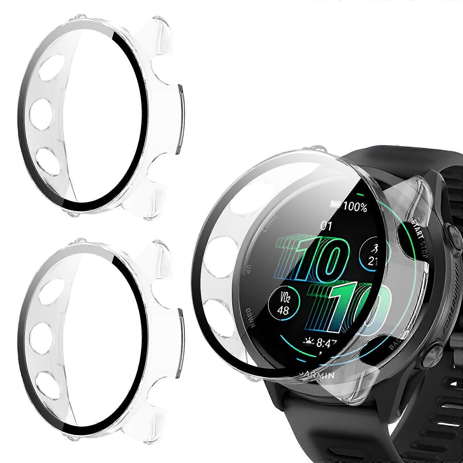 2 Pack 47mm Screen Protector Case with Full Coverage Builtin Tempered Glass for Garmin Forerunner 570