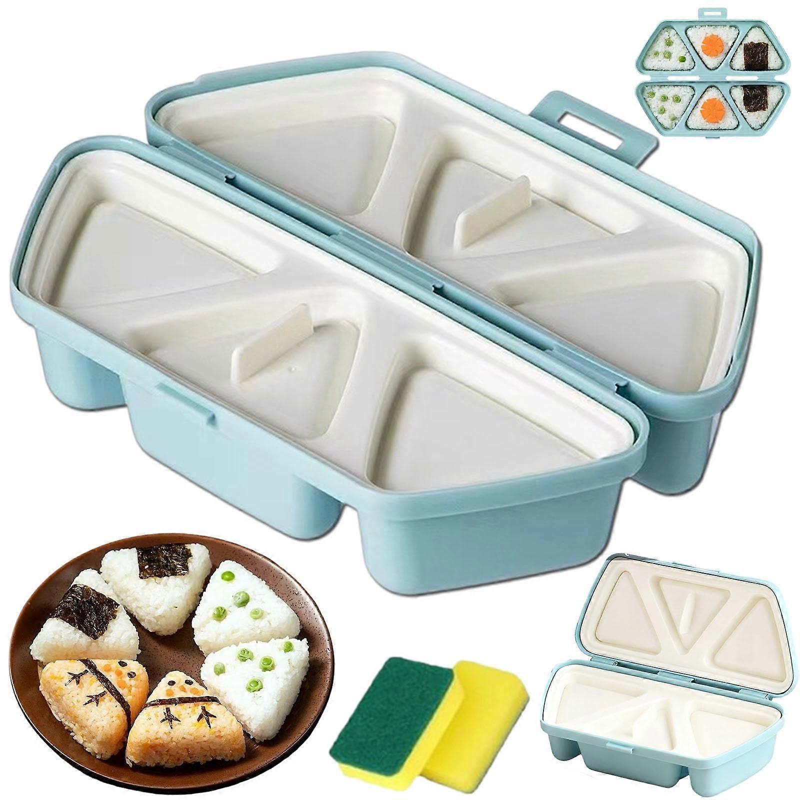 Onigiri Mold 6 in 1 Triangle Sushi Rice Ball Maker Nonstick Easy Press for Lunchbox Blue