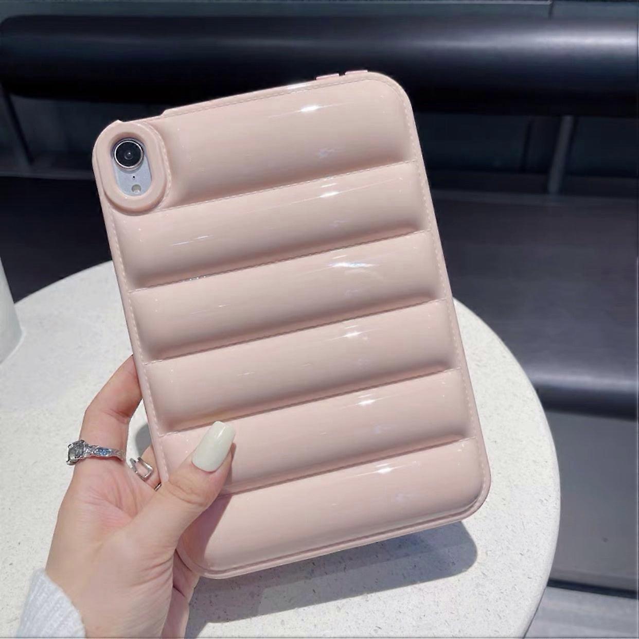 Capa elegante para iPad de 9,7 polegadas (2017/2018) em silicone rosa com airbag.