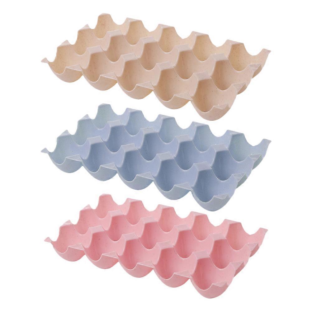 Egg Storage Container With Grooves Design For Kitchen Storage Anti-Extrusion 3Pcs PP Material Assorted Color
