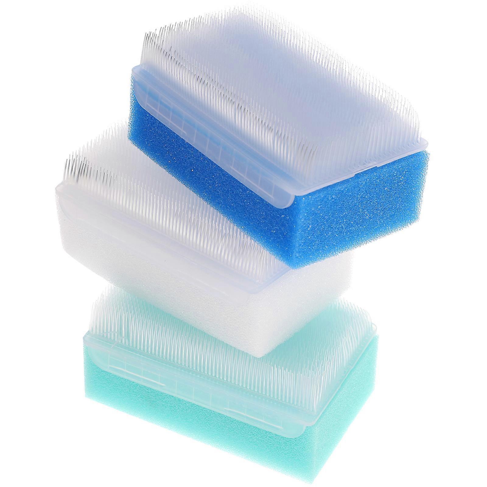 Infant Bath Sponge Rectangular Shape for Baby Head Massage Assorted Color 8x5x4cm 3Pcs