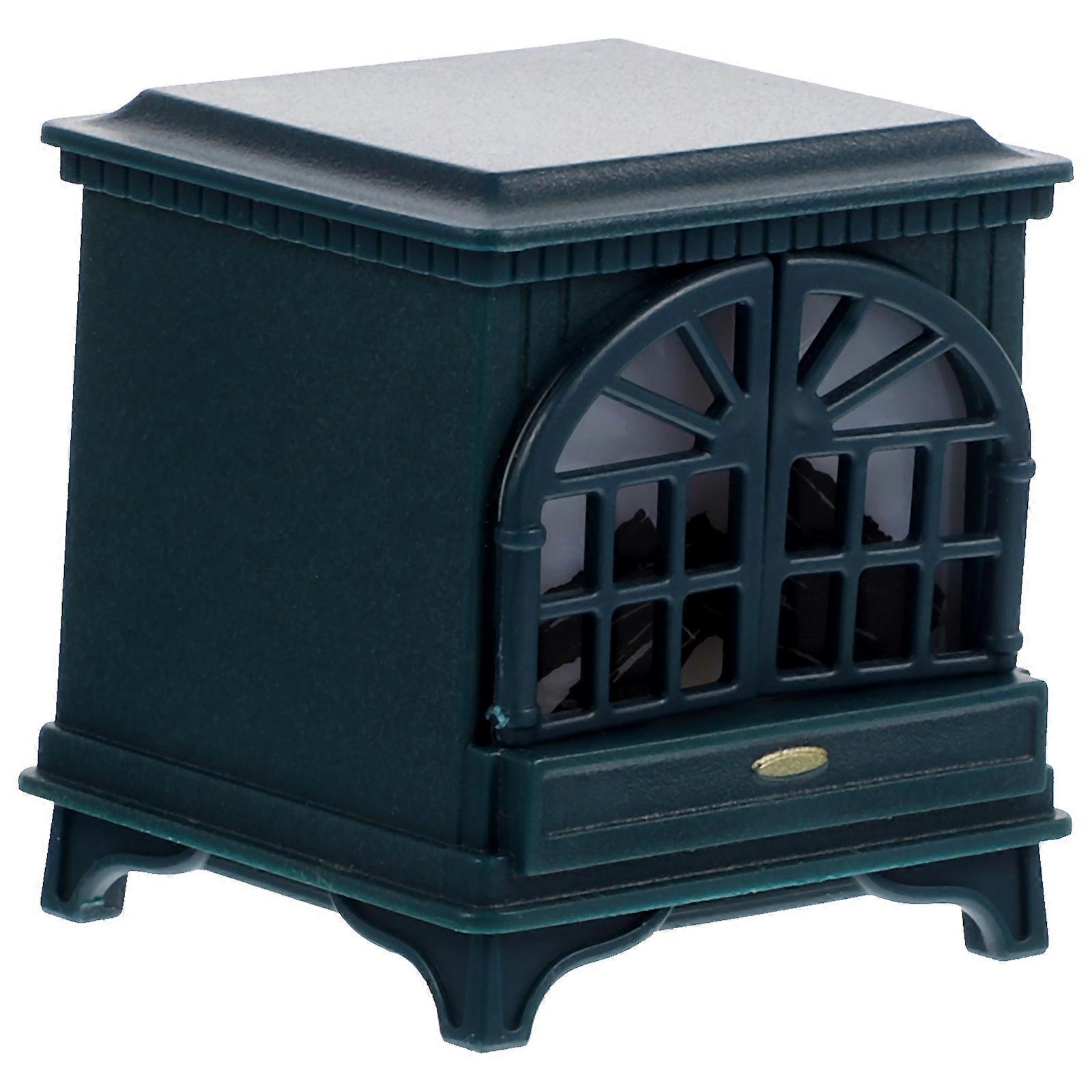 Doll House Fireplace Model for Decor Miniature Plastic Green Luminous Accessory