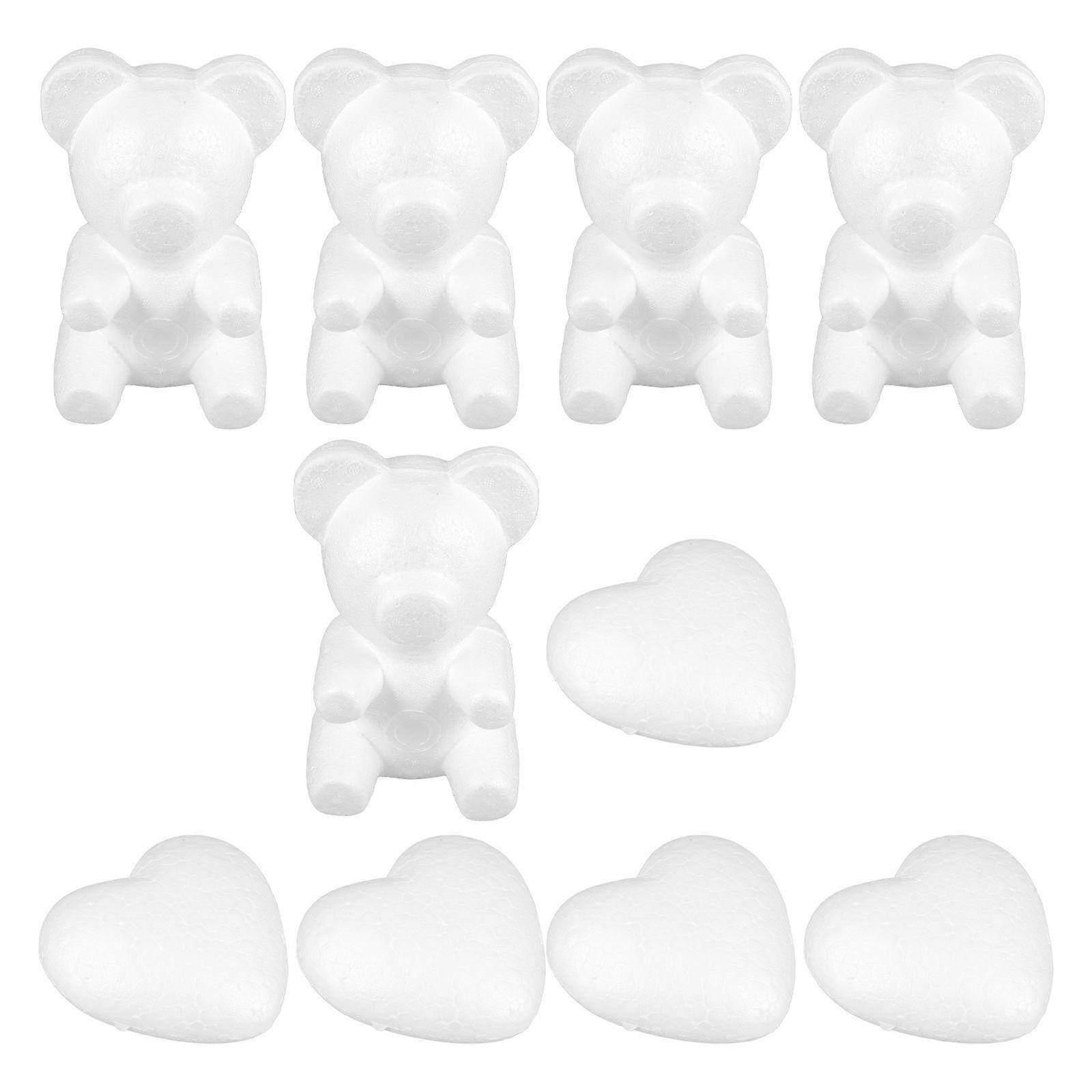 DIY Bear Heart Shape Model for Handmade Craft Ornament 10Pcs White
