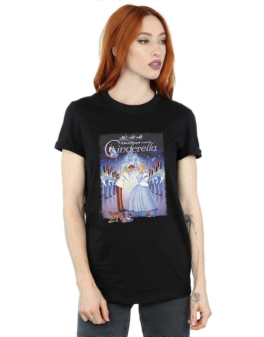 T-shirt Disney pour femme avec affiche Cendrillon, coupe boyfriend