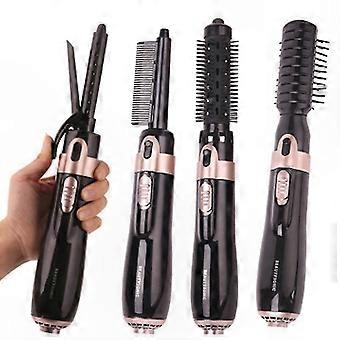 4-in-1 haarstylingtool met föhnborstel, haardroger en krultangfunctie voor nat en droog haar.