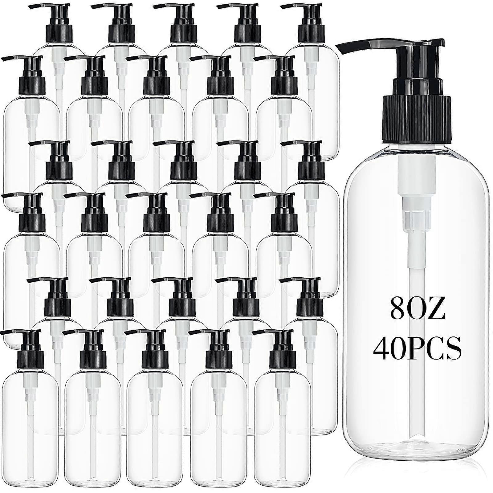 40pcs 8oz Clear Plastic Pump Bottles Refillable Lotion Containers for Shampoo Soap and Cream