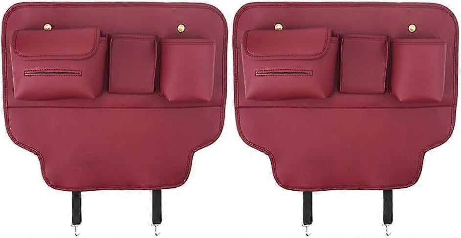 2Pcs Red Leather Car Seat Back Protector for Mazda 6 20122017, Waterproof Kick Mat with Pockets