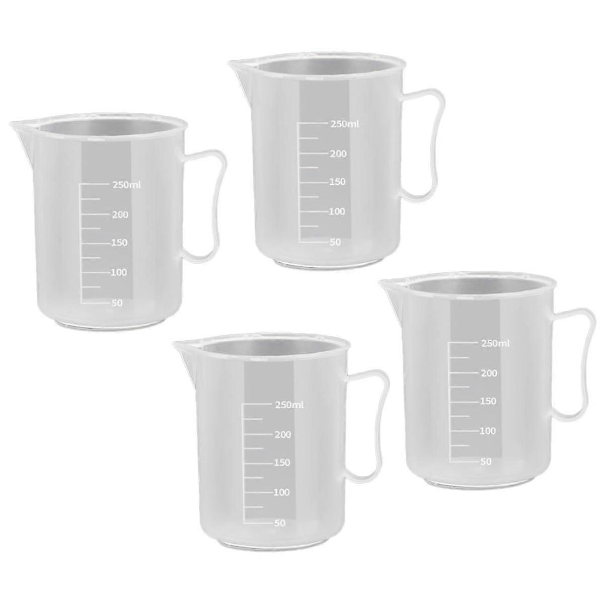 4Pcs Plastic Measuring Cups with Scale 250Ml for Accurate Liquid Measurement in Baking and Cooking