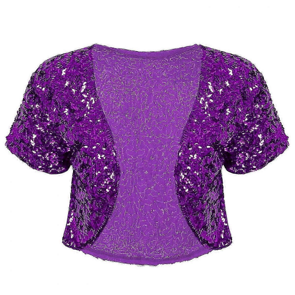 Sparkly Sequin Open Front Blazer Crop Jacket