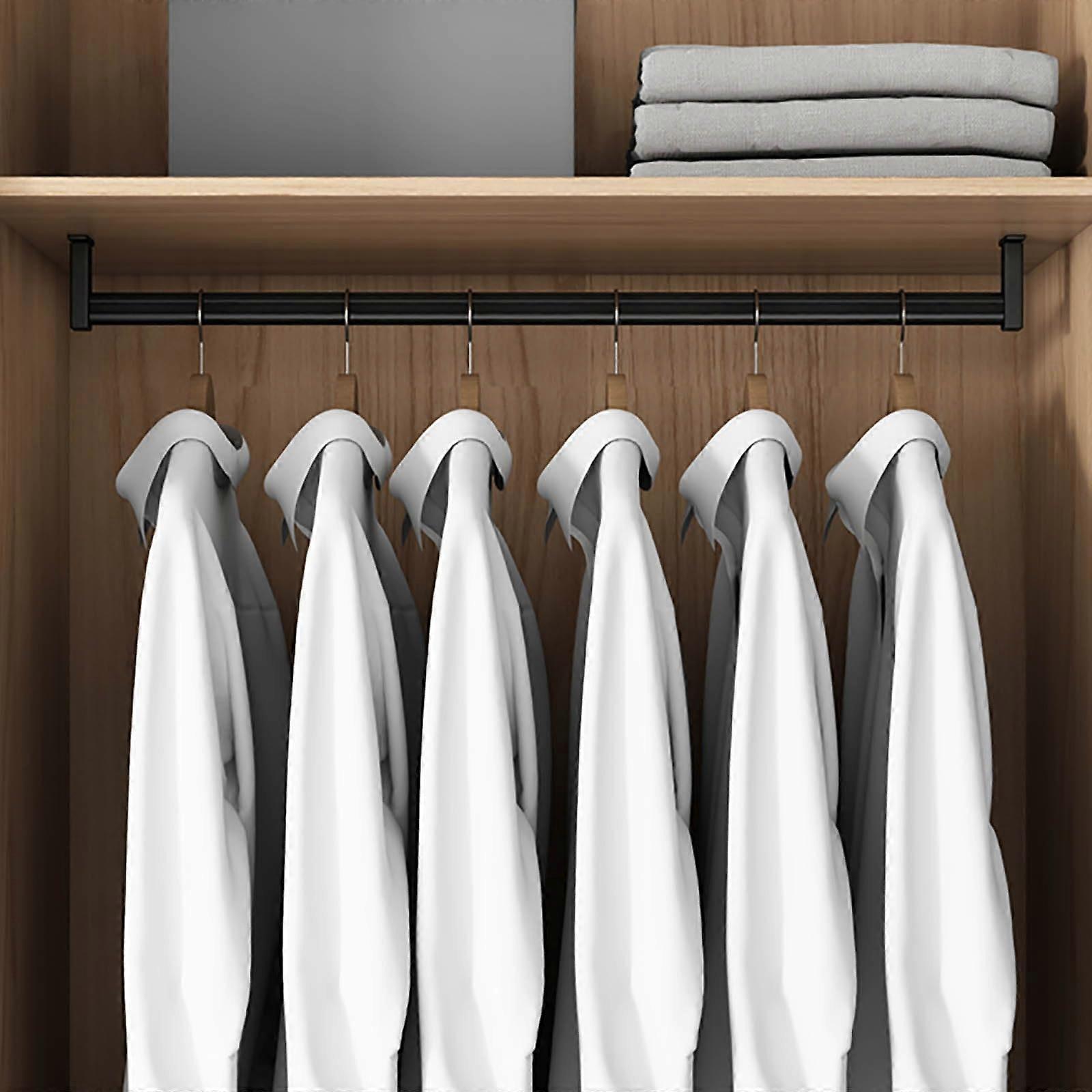 Adjustable Closet Rod Black, Heavy Duty Wardrobe 4080cm Space Saving Design